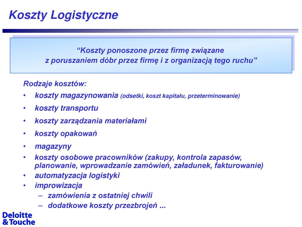 Analiza kosztów logistycznych ppt pobierz